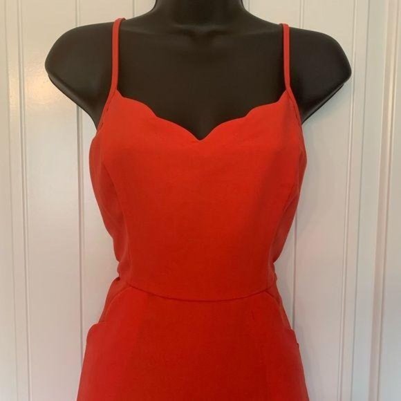 Crissie Red Scallop Neckline A-line Dress NWOT - Picture 4 of 8